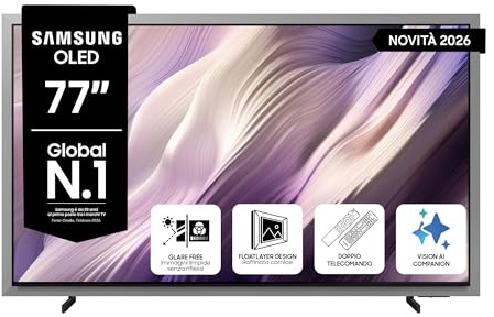 Samsung Smart TV 77 QE77S99HAEXZT OLED 4K Glare Free, HDR 10+, Motion Xcelerator 165Hz, Dolby Atmos, Gaming Hub, G-Sync, Voice Control with AI(VAC), Alexa Built-in, PACCHETTO INTRATTENIMENTO, 2026