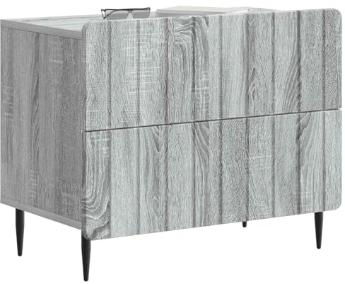 vidaXL Nachttisch Graues Sonoma 62 x 34,5 x 49,5 cm Holzwerkstoff, Wohnzimmer, moderner Nachttisch, Stauraum, kompakter Beistelltisch, minimalistischer Organizer, Möbel für Zuhause