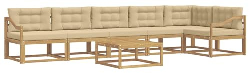 vidaXL Outdoor-Sofagarnitur 7 pcs Weiß und Beige 79 x 79 x 37 cm, Moderne Garten-Sofa-Ecke, wetterfestes Set, modulares Lounge-Möbel, ergonomisch & Akazien-Stil