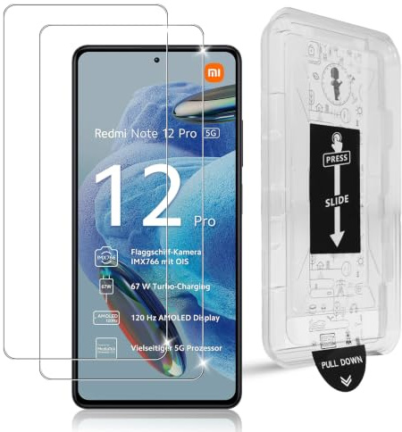 Datree 2 Piezas Protector de Pantalla para Xiaomi Redmi Note 12 Pro/Note 12 Pro Plus, Dureza 9H Cristal Templado, Alineación Automática, Instalación Fácil, Sin Burbujas, Anti-Arañazos Cristal Templado