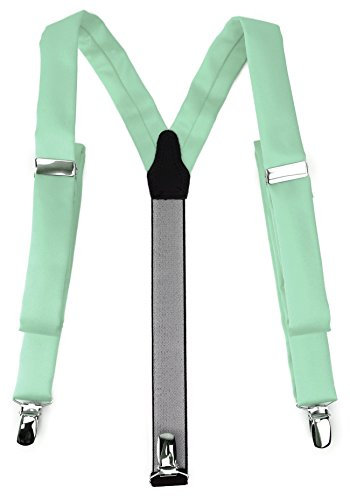 TigerTie schmaler Unisex Hosenträger in Y-Form mit 3 extra starken Clips - Farbe in mint einfarbig Uni - hochwertige Verarbeitung