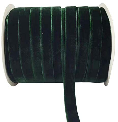 10 Yards Velvet Ribbon Spool (Dark Green, 5/8)