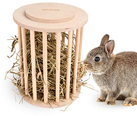 andwe Hay Feeder Less Wasted Wooden Food Feeding Rack for Rabbit Guinea Pig Chinchilla - Standing Pet-self Feeding Hay Manage