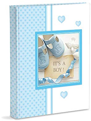 Fotoalbum, Himmelblau, Geburt für Kinder, mit Tagebuch, 23 x 30 cm, 56 weiße Seiten und 4 personalisierbare Tagebuchseiten, dicke und robuste Kartonseiten von Pergamino