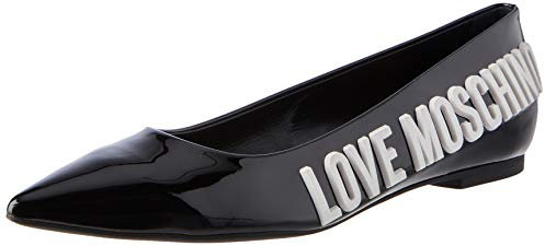 Love Moschino, Ballerine da Donna, Precollezione Autunno - Inverno 2020. Made In Italy, Colore: in Vernice Nera. Taglia: 36