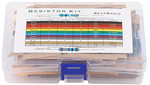 Résistance à couche métallique, 1280Pcs 1R-10M 64 modèles Kit d'assortiment de résistances Composant électronique avec boîtier