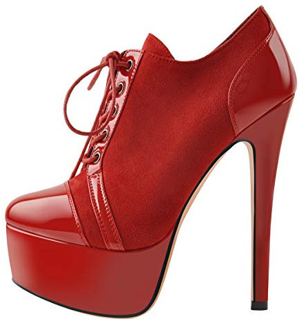 Only maker Damen Plateau Pumps Stiletto High Heels Hochfrontpumps Elegante Schuhe Rot 39 EU