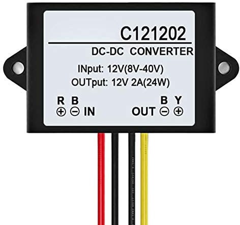 NXACETN Wasserdichter Spannungsregler C121202 DC 12V Bis DC 12V 2A Stabilisatoradapter Schwarz
