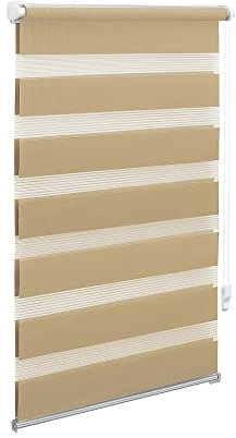 OBdeco Doppelrollo Duo Rollo Klemmfix ohne Bohren B70cm x H220cm(Stoffbreite 66 cm) Sand für Fenster lichtdurchlässig und verdunkelnd