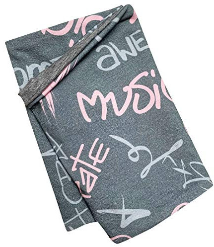 Wollhuhn Öko Leichter Jungen/Mädchen Jersey Schlupfschal/Halstuch/Loop Baumwolle Viele Motive Sommer/Übergangszeiten 20212030 (Cool Music Grau/Rosa)