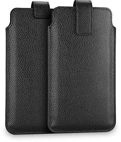 TECH PROTECT SM65 Hülle, Handyhülle, Lederhülle, Schützende Handytasche, Sleeve mit Magnetverschluss, für Geräte von 6,0 bis 6,9, geeignet für Samsung, Apple, Huawei, Sony, LG, Nokia, etc, Schwarz