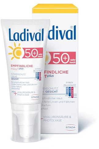 Ladival Empfindliche Haut Plus Sonnenschutz Creme für das Gesicht LSF 50+ - Parfümfreie Sonnencreme ohne Farb- und Konservierungsstoffe - wasserfest, 50 ml