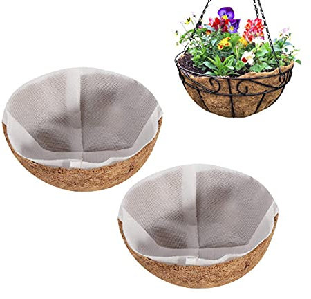Koomuao 2 Packs Runde Coco Kokos Liner,Kokoseinlage Kokoseinsatz Für Hängeampel Ø20cm / Ø26cm / Ø30cm Kokos Faser Ersatz Liner für Hängekörbe und Anderen (12inch/30cm)
