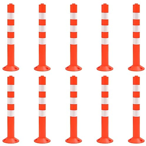 vidaXL 10x Absperrpfosten Leitzylinder Leitpfosten Absperrung Warnpfosten Absperrpoller Parkplatz Flexible Pfosten Poller Verkehrspoller 75cm PE