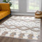 payé Teppich Wohnzimmer Hochflor - 200x290cm - Ethno - Cream Multi - Modern Raute Meliert Muster Skandinavisch Flauschig Wohnteppich Schlafzimmer Dekoration