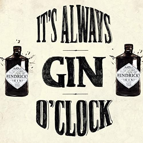 Always Gin o' Clock Fun Quote Bottle Hendricks - Vintage Retro Advertising Wall Tin Plaque Large Square 20x20cm Pub Shed Bar Man Cave Home Bedroom Office Kitchen Gift Metal Sign