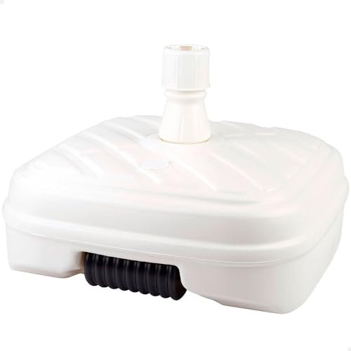 Aktive 61132 - Base sombrilla terraza exterior rectangular blanca, Resistente al agua y a los rayos del sol, Base parasol con depósito de agua o arena, Con rueda para fácil traslado
