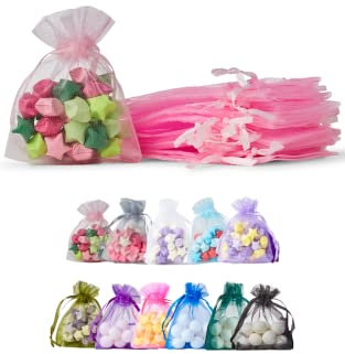 Soul Projekt [25 Stk.] Organzasäckchen mit Kordelzug für Hochzeiten, Schmuck, Geburtstage, Bastelarbeiten, Kristalle, Süßigkeiten, Gastgeschenke. Hellrosa Organza Bags Light Pink 7x9 x25