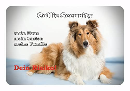 Merchandise for Fans Warnschild - Schild aus Aluminium - 20x30cm Motiv: Collie Security (002)