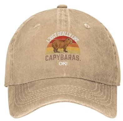 BATH BEES Lustige Geschenkmütze I Just Really Like Capybaras Ok Hat Herren Baseball Caps Grafik Cap, natur, Einheitsgr��e