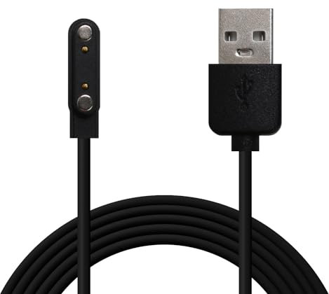 OcioDual Magnetisches USB-Ladegerät Kabel 2-Polig Pitch 7,62 mm für Smartwatch - Schwarz Zubehör