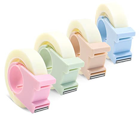 4 Pack Unsichtbares Klebeband mit Mini-Spender-Set 1/2 Zoll Magic Tape Beschreibbares Transparentes Klebeband Tragbare Reparatur für Büro Schule Zuhause (4)