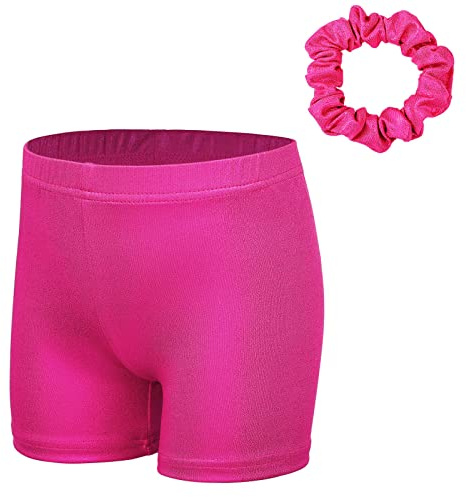 XFGIRLS Short de Gymnastique pour Filles, Sparkle Ballet, Danse, Tumbling, Short Athlétique, 3-14 Ans, rose fuchsia, 7-8 ans