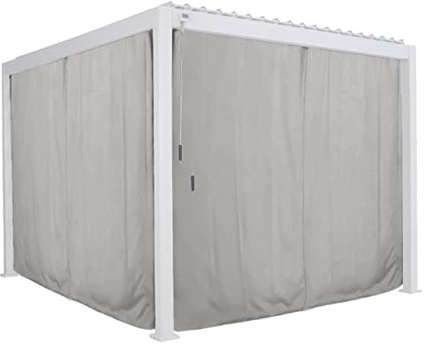 Hespéride - Kit de Rideaux et moustiquaire pour pergola Evora (4 Doubles Rails, 4 Rideaux et 4 moustiquaires)