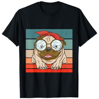 Mops, süßer Hund, rotes Halstuch, verspieltes, entzückendes T-Shirt
