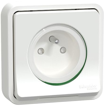 Schneider Electric - Mureva Styl - Prise courant 2P+T - compl encastré- IP55 IK08 - conn auto - blanc - MUR39036