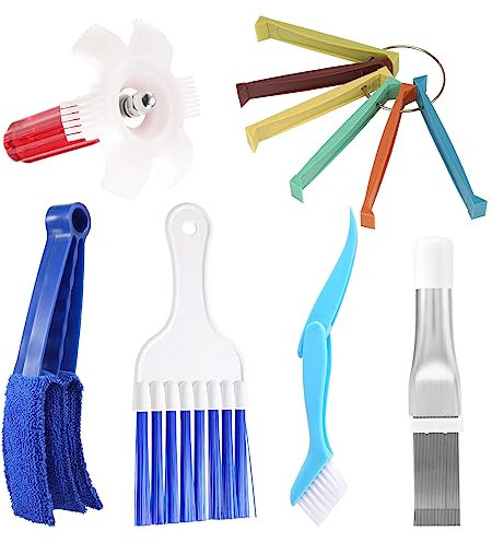Jevina 6 en 1 - Peine de condensador de aire acondicionado, kit de limpieza de láminas de aire acondicionado, condensador, nevera, enfriador, de reparación y limpieza
