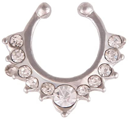 Skcess Faux Percing Au Nez Strass, Faux Piercing FeMMe de Argent Ouvrir Le Formulaire U Cadeau de Bijoux Piercing pour Femmes hommes