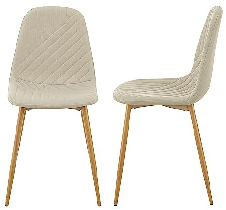 [en.casa] Esszimmerstuhl Köfering im 2er Set Polstersessel Skandinavisch Wohnzimmerstuhl Ergonomischer Lehnstuhl mit Sitzfläche aus Textil für Esszimmer Wohnzimmer Küche Beige