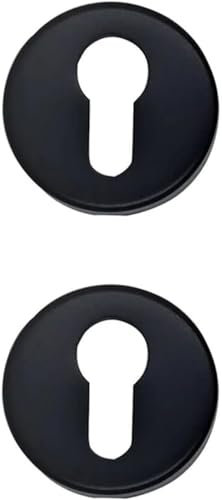 Par de rosetas con orificio de cilindro de puerta compatible con orificio Yale, bocas de cerradura y orificio de puerta – Rosetas vendidas en par (onda, negra)