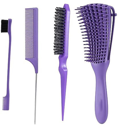 Curly Hair Product, Entwirrbürste für Naturhaar für Afro Haare 3a bis 4c Verworrenes, Welliges, Lockiges Haar, Entwirrer leicht mit Nass/Trocken, Verbesserung der Haartextur (Violett)