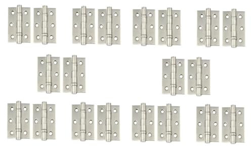 Golden Grace Ball Bearing Hinges in Satin Nickel Finish, Timber Door Hinge - 10 Pairs - 75mm 3