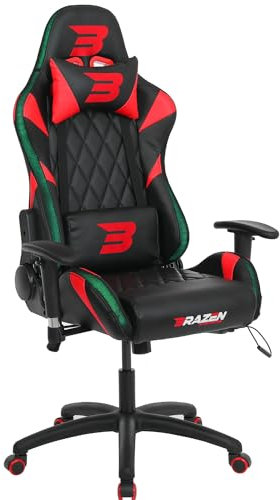 BraZen Venom Adult Gaming Chair for Adults RGB Lights Ergonomic Reclining Adjustable Neck, Lumbar, Armrests and Height Adults Gaming Chairs for Adult Gamer Chair with RGB - Red