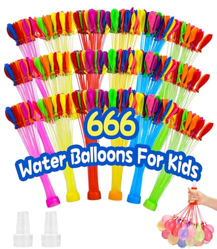 Birshe 666 Stück Wasserballons Set,Wasserbomben Kinder Schnell zu füllende Selbstverschweißende Wasserballons Wasserspaß Outdoor Bunt Gemischt Wasser Luftballons für Kinder und Erwachsene