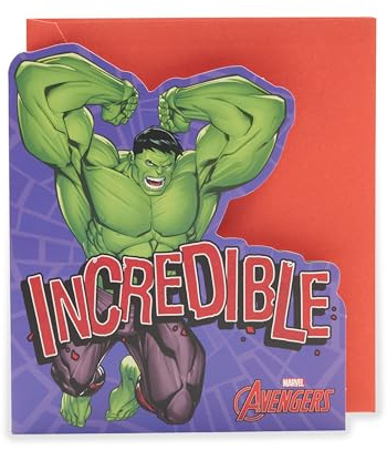 UK Greetings | Marvel The Avengers biglietto di auguri per lui/ragazzo | regalo di buon compleanno | lui, ragazzi, uomini, design Hulk | con busta | 165 x 190 mm