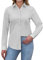 siliteelon Women's Shirts Long Sleeve Stretch Shirts for Women Regular Fit Dress Button Down Shirt Women Executive Office Business Casual Cotton Ladies Shirt Light Grey