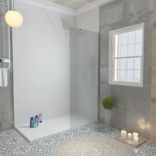 Glasplatte24 Walk in Dusche in Vollsatiniert 140 x 195 cm, 8mm ESG Duschwand, Nano Glas Duschabtrennung
