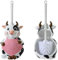 Toilettenbürsten Kreative Tier Cartoon Frosch Wc-bürstenhalter Set Harz Basis Home Hotel Bad Reinigung Werkzeug Dekoration Desktop Statue WC Bürsten(Color:Cow pink)