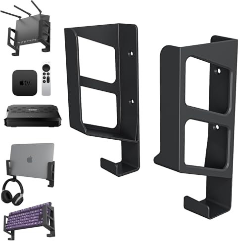 sciuU Support Mural Universel - pour Routeurs/TV Box/Ordinateurs Portables/Modems - Compatible avec TP-Link, Mi Box, Apple TV, Sky Q - Étagère pour Appareils d’Épaisseur < 6cm