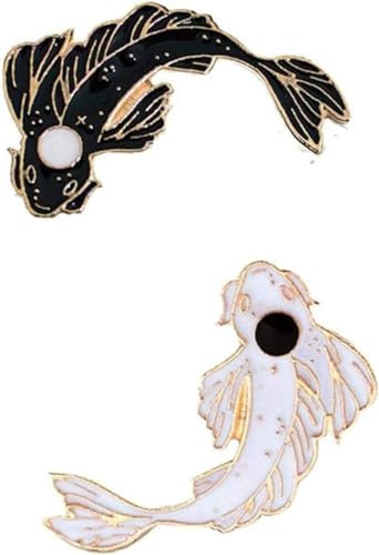 2Pcs Schwarz and Weiß Teile/Satz Fisch Anstecknadeln Cartoon Koi Emaille Brosche Pin Tai Abzeichen Farbe für Frauen,Bijouterie,Broschen and Anstecknadeln in Bijouterie,Fashion