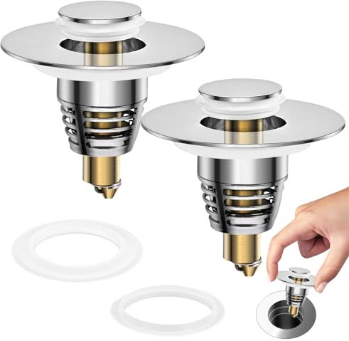 Dachiy Tappo Lavandino Bagno, Universale Filtro Tappo Bidet Pop Up Con Filtro Anti Clogging,Per Lavandino Bagno, Per Vasca Da Bagno, Antiodore, 27-41 mm, D'argento