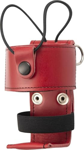 L-Style Universal Radio Holster Case Red Leather with Black Snap