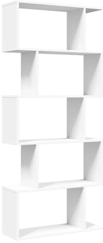 vidaXL Raumteiler Bücherregal 5-stufig Weiß 70x24x161 cm Holzwerkstoff