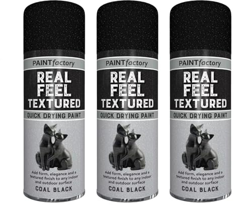 SDMAX Real Feel Textured Coal Black Aerosol Spray, Quick Drying, Stylish And Durable Finish, Indoor And Outdoor Use, Quick And Easy To Use, Compact And Portable, 400ml (3PCS)