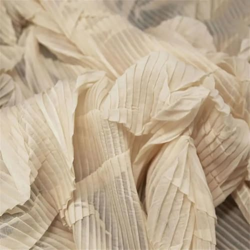Niiyyjj Plissierter Kleiderstoff, Meterware, großer Designer-Organza-Stoff zum Nähen von Kleidern, Quilten, 2 Glätten, 0,5 x 1 m