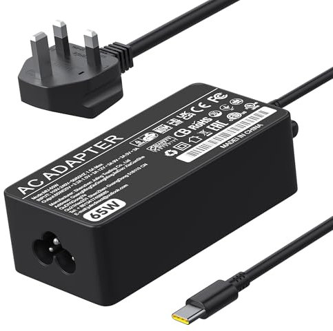 Lenovo Laptop Charger Replacement, 65W USB C Power Supply for Lenovo ThinkPad X1 Carbon/Touch/Yoga/Chromebook, Fast Charging Type C AC Power Adapter, ADLX65YDC2A ADLX65YLC2D, ThinkPad Laptop Charger